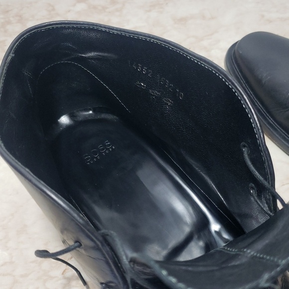 Hugo Boss Black Leather Men\'s Boots Shoes Size 10